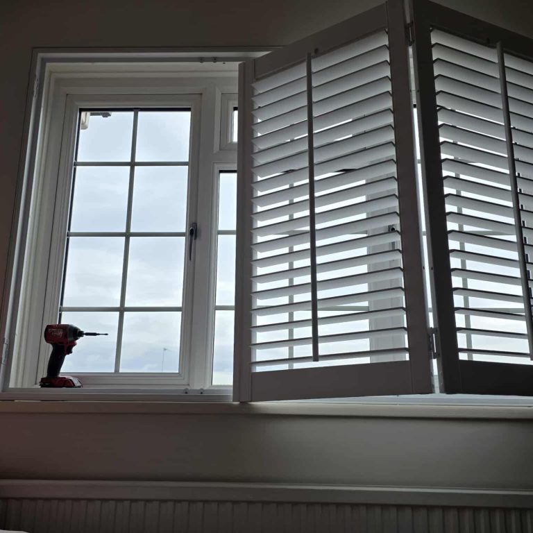 Made to measure full height shutters mid install
