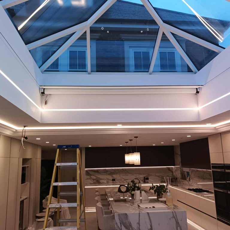 Made to measure smart motorised Somfy roller blinds installed by TrueShade Interiors