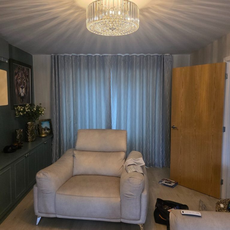 Made to measure smart motorised Somfy wave curtains installed by TrueShade Interiors